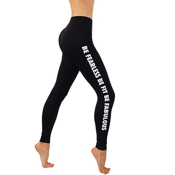 itzone Pants - Yoga Side Word Printed Compression